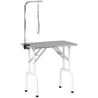 PawHut Foldable Non-slip Surface Pet Grooming Table - Grey-Robust metal frame with non-skid feet prevents the table from wobbling 