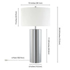 Hudson&Canal York 29.5" Tall Table Lamp with Fabric Shade - Polished Nickel/White-Product Dimensions: 15" L x 15" W x 29.5" H