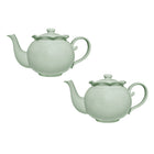 Casa Domani Florence Teapot - 1L - Sage - 2 Pack-Made of Porcelain featuring a delicate embossed pattern on scalloped profile.