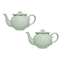 Casa Domani Florence Teapot - 1L - Sage - 2 Pack-Made of Porcelain featuring a delicate embossed pattern on scalloped profile.