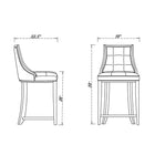 Manhattan Comfort Fifth Avenue 19" Traditional Faux Leather Upholstered Counter Stool - Pearl White and Walnut - 2 Pack-Upholstered in Faux Leather with Foam Padding