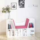 HOMCOM 6-Cubby Bookcase with Seat Cushion - Pink-Features a reading nook with cushions for comfortable experience