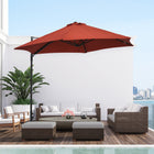 Outsunny 8.5' Offset Patio Umbrella with 360° Rotation - Wine Red-A vented canopy helps it stay stable against the wind