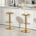 HOMCOM Adjustable Steel Breakfast Bar Stools - Gold - 2 Pack-Modern design complements home bars, cafes, or studios with style

