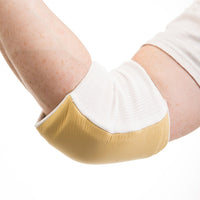 Impacto 806-20 Elbow Pad, Large-Made with layered padding, knit elastic and grain leather, color yellow and white
