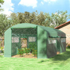 Outsunny Walk-in Tunnel Greenhouse - Large Mesh Windows & 3 Roll-Up Doors - 19.5' x 10' x 7.5' - Reinforcement grid in greenhouse cover prevents tears, extends use
 