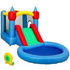 Qaba 4 in 1 Bouncy Castle with Water Slide, Basketball Hoop - 13.6 ft L x 6.7 ft W - Multicoloured-Multiple play features brings endless fun for kids . 