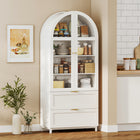 HOMCOM 71" H Tall Arched Kitchen Pantry Cabinet - White-Made of MDF with soft-close hinges, ensuring quiet use and durability 