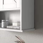 kleankin Farmhouse Bathroom Wall Cabinet - White-MDF construction with a painted finish adds stability