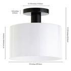 Hudson&Canal Henri 10" Wide Semi Flush Mount with Glass Shade - Matte Black/White Milk-Mounting hardware included