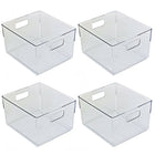 Azar Small Plastic Storage Bin with Handles - 5.12" x 7.75"x 6.25" - Clear - 4 Pack-Durable clear plastic construction for everyday use