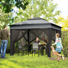 Outsunny 10.7 ft W x 10.7 ft L Pop Up Sun Shelter with UV30+ Roof Cover - Dark Grey-This canopy tent shades 6-9 people comfortably, with roomy space to relax