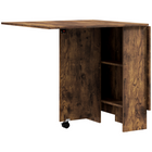 HOMCOM Drop Leaf Folding Dining Table with 2-Tier Shelves & Rolling Casters for 2-4 - Rustic Brown-Drop leaf design