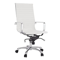 Plata Import Antoni Office Chair Leather Upholstery High Back Metal Frame - White-PU leather upholstery and metal gold frame in White