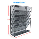 ShoppingAll Mesh Wall Mounted File Holder Organizer Rack with 5 Compartments-ACCESSIBLE TILTED TRAYS: Implemented angled tray design for easy access to documents. Enjoy the smooth and seamless movement of accessing the documents without interruptions.