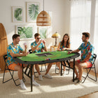 Soozier 72" Foldable Poker Table-Casino-style felt with padded armrest rails