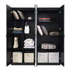 Manhattan Comfort Hopkins 59.22" 2-Piece Modern 11-Shelf Storage Closet - Black-90° Open Door Style with European Soft Close Door Hinge