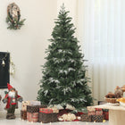 HOMCOM 6' Snow-Flocked Artificial Christmas Tree with 850 Branch Tips - Green-Hinge construction, section design, branches being opened automatically, easy-to-shape moulded branches for quick setup 