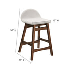 Modway Juno Wood Counter Stool - Ivory Fabric - Set of 2-Rubberwood and Plywood