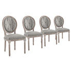 Modway Arise Upholstered Fabric Dining Side Chair - Light Grey - 4 Pack-Vintage French Dining Side Chair