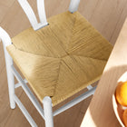 Modway Amish Wood Bar Stool - White-Curved Half Moon Armrest
