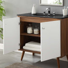 Modway Transmit 36" Bathroom Vanity - Walnut/Black-Splayed Wood Legs