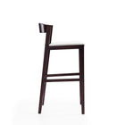 Manhattan Comfort Klismos 20" Mid-Century Modern Faux Leather Upholstered Bar Stool - Ivory and Dark Walnut-Includes Gold Metal Footrest
