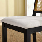 Modway Arlo Faux Rattan and Wood Dining Side Chairs - Black/Natural/Heathered Weave Ivory - 2 Pack-Dense Foam Padding
