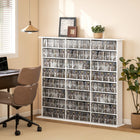 HOMCOM 8-Tier Media Storage Cabinet - White-Seven-level adjustable shelves offer customisable layout for varied media sizes