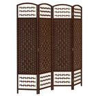 HOMCOM 4 Panel Wave Fiber Freestanding Room Divider for Home Office - Brown-This room divider is ideal for creating personal space or dividing larger rooms
