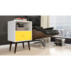 Manhattan Comfort Liberty 1.0 Nightstand, White and Yellow (203AMC63)-Upon Assembly, Measures: 17.72" Length, 27.09" Height, 14.7" Depth.