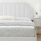 Modway Sienna Performance Velvet Full Platform Bed with Black Wood Legs - White-Reinforced Center Beam and Support Legs