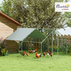 PawHut 75" H Outdoor Metal Chicken Coop with Cover and Lockable Door-Recommended to pair with a wooden coop for enhanced living conditions 