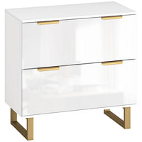 HOMCOM 2 Drawer File Cabinet with Adjustable Rails for Letter/A4/Legal Size Files - High Gloss White-Accommodates letter, A4, and legal-size files in two drawers with adjustable rails