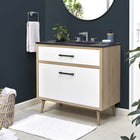 Modway Maverick 36" Bathroom Vanity - Black/Oak-Ceramic Sink Basin