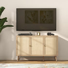 HOMCOM 47.2" L Sideboard Buffet Cabinet - Natural Wood-Anti-tipping strap helps prevent it from falling over