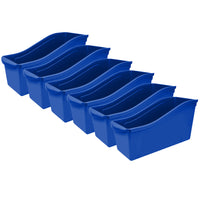 Storex Large Book Bin - Blue - 6 Pack-Large book bins hold books, magazines, files, folders, etc.