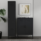 Manhattan Comfort Naomi Modern Accent and Storage Cabinets - Black - Set of 2-Features Vented Door. Tall Cabinet Includes Key