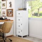 HOMCOM 4-Drawer Lateral Letter/A4 Filing Cabinet with Lock - White-Modern style with sleek lines complements office decor
