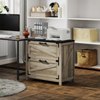 HOMCOM File Cabinet with 2 Drawers - Grey Wash-Thick 0.98" (25mm) tabletop offers a sturdy work surface