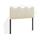 Modway Athena Striped Fabric Upholstered King Size Headboard - Oatmeal Stripe-Scalloped Wave Design