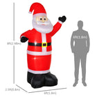 HOMCOM 8' Lit Inflatable Santa Claus Waving Christmas Decoration-Certified IP44 polyester cloth is suited for indoor and outdoor use
