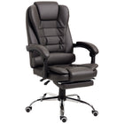 HOMCOM PU Leather Executive Reclining Office Chair with Arms - Coffee-Modern office chair adds style to any room or decor