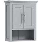 kleankin Bathroom Wall Cabinet with Shelf - Grey-Wall-mounted design is space-saving