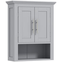 kleankin Bathroom Wall Cabinet with Shelf - Grey-Wall-mounted design is space-saving