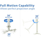 Mount-It! Universal Projector Ceiling Mount - 21.5" to 35.4" Height Adjustment-9
