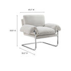 Modway Ansel Boucle Fabric Accent Chair - Newsprint-Polished Stainless Steel Frame