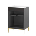 Modway Awaken 24" Bathroom Vanity - White/Black-Spacious Storage