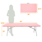 Homy Casa 8 ft Portable Folding Table Indoor & Outdoor for Camping - Pink-The pink tabletop adds a soft, cheerful touch
