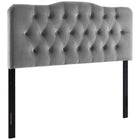 Modway Annabel Diamond Tufted Performance Velvet Queen Headboard - Grey-Luxurious Modern Queen Headboard